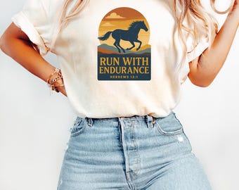 Shirt christelijk paard, shirt bijbelvers paard, shirt bijbelvers, troostkleuren, shirt Jezus paard, shirt christelijke loper, paard cadeau