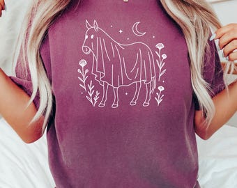 Shirt paard Halloween, comfortkleuren, shirt herfstpaard, T-shirt herfstpaard, shirt spooky paard, shirt spookpaard, shirt spookpaard, grappig Halloween-shirt
