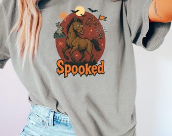 Shirt paard Halloween, comfortkleuren, shirt spookpaard, shirt spooky paard, cadeau paardenliefhebber, Western Halloween, T-shirt cowgirl paard