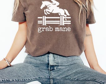 Gesneden paardshirt, comfortkleuren, grappig paardshirt, shirt paard springen, shirt paard, shirt paardenliefhebber, cadeau paard, pak manen shirt paard