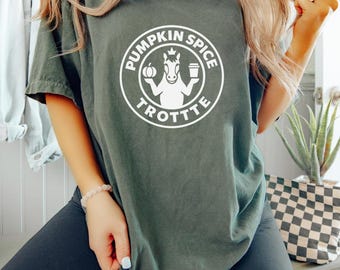 Herfstpaardshirt, Halloween-paardshirt, comfortkleuren, herfstpaardshirt, T-shirt paard, shirt paardenliefhebber, paard, Pumpkin Spice Horse