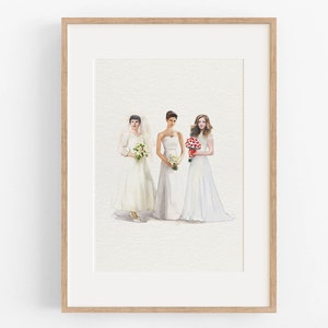 Aangepaste aquarel schilderij van foto, generatie bruiloft portret, moeder cadeau van dochter, Moederdag cadeau, moeder van de bruid cadeau