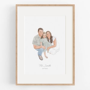 Aangepast familieportret, portret stel, huisdier en eigenaar, aquarel van foto, handgetekende illustratie, gepersonaliseerde tekening