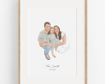 Custom Family Portrait, Couples Portrait, Pet And Owner, Watercolor Painting from Photo, Hand Drawn Illustration, Personalized Drawing