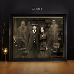 Fall Halloween Decoration For Home, Ghost Picture, Custom Couple Portrait From Photo, Witchy Wall Art Print, Gothic Decor, Personalized Gift