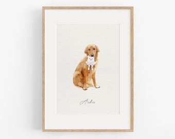 Mini Custom Pet Portrait: Hand-Drawn Watercolor Dog Painting