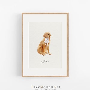 Ritratto personalizzato di un animale domestico da foto, ritratto di un mini cane, dipinto ad acquerello di un animale domestico, regalo commemorativo per animali domestici, dipinto di un cane, stampa personalizzata
