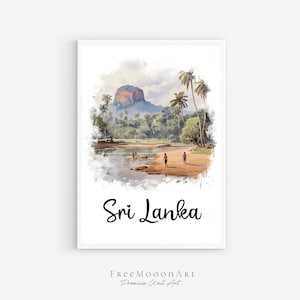 Sri Lanka Travel Poster, Sri Lanka Print, Sri Lanka Wall Art, Travel Prints, Digital Art, Watercolor Painting, Travel Gift
