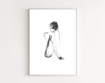 Sketch art, Black and white wall art, Neutral wall art, Line art print, Minimalist home decor, Ink drawing, Monochrome