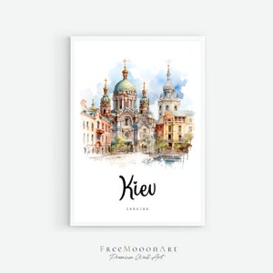 Kyiv Ukraine Travel Poster, Kyiv City Print, Ukraine Printable Wall Art, Europe Prints, Digital Art, Kyiv Watercolor Painting, Travel Gifts