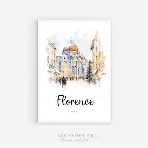 Florence Italy Travel Poster, Florence City Print, Italy Wall Art Decor, Europe Prints, Digital Print, Florence Watercolor Painting
