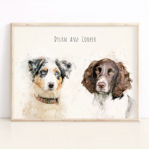 Custom Pet Portrait from Photo, Watercolor Dog Painting, Pet Memorial Gift, Dogs Portrait, Dog lover gift, Personalized Gifts, Art Comission