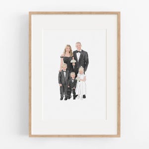 Aangepaste familieportret schilderij van foto handgetekende illustratie gepersonaliseerde tekening huisdier en eigenaar Wall Art Print Moederdag cadeau
