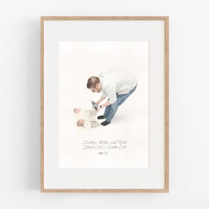 Family Gift for Dad Custom Portrait From Photo Father Day Gift From Daughter Husband Grandpa Gift Watercolor Painting Hand Drawn