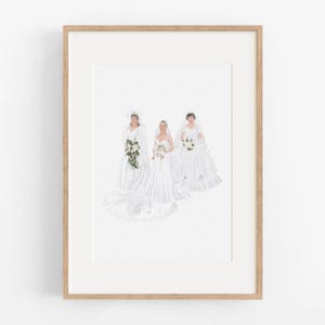 Custom Bride and Mother Portrait Mother Of The Bride Gift From Daughter Generational Wedding Portrait Mom Grandmother Watercolor Painting