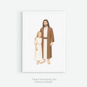 Custom Miscarriage Portrait with Jesus Baptism Gift Family Portrait LDS Hand Drawn Painting From Photo Personalized Illustration