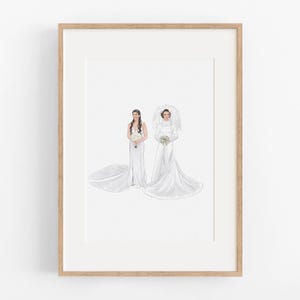 Bride and Mother Custom Portrait Mother Of The Bride Gift From Daughter Generational Wedding Portrait Mom Grandmother Watercolor Painting