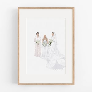 Ritratto di matrimonio generazionale di 3 spose, regalo per la madre della sposa dalla figlia, dipinto personalizzato, regalo per la madre dello sposo, regalo per la festa della mamma