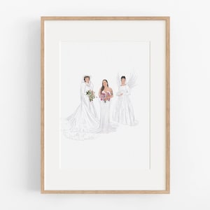 Mother Of The Bride Gift From Daughter Custom Bride and Mother Portrait Generational Wedding Portrait Mom Grandmother Mothers Day Gift