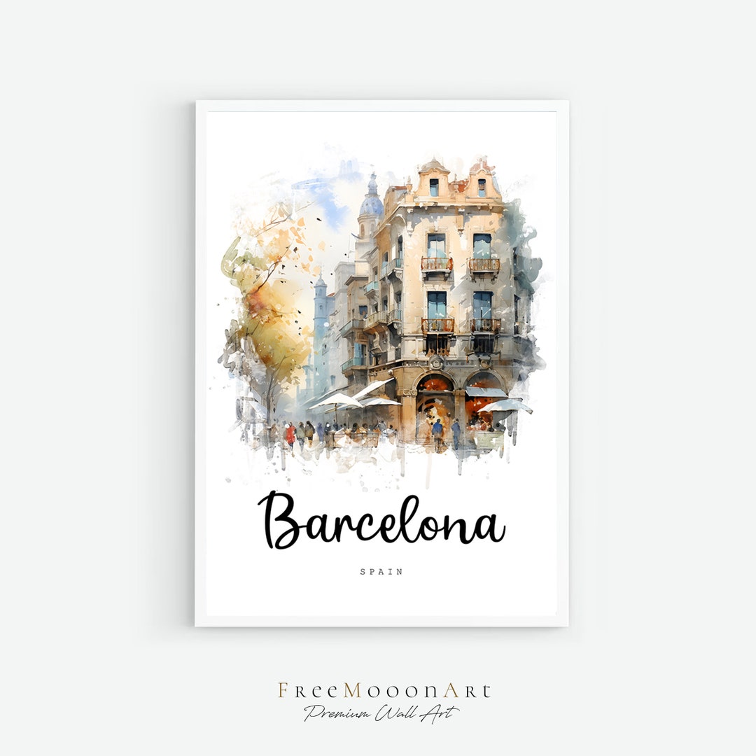 Barcelona Spain Travel Poster, Barcelona City Print, Spain Wall Art