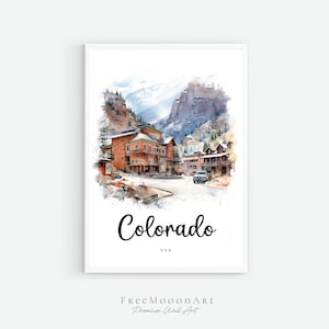 Colorado Travel Poster, Colorado Art Print, Colorado Wall Art Decor, USA Prints, Digital Print, Colorado Watercolor Painting