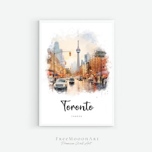 Toronto Ontario Canada Travel Poster, Toronto City Print, Canada Wall Art, Travel Prints, Digital Art, Watercolor Painting, Travel Gift