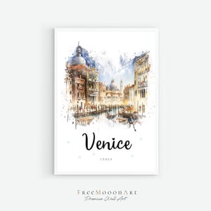 Poster di viaggio di Venezia Italia, stampa della città di Venezia, decorazione da parete Italia, stampe Europa, stampa digitale, pittura ad acquerello di Venezia