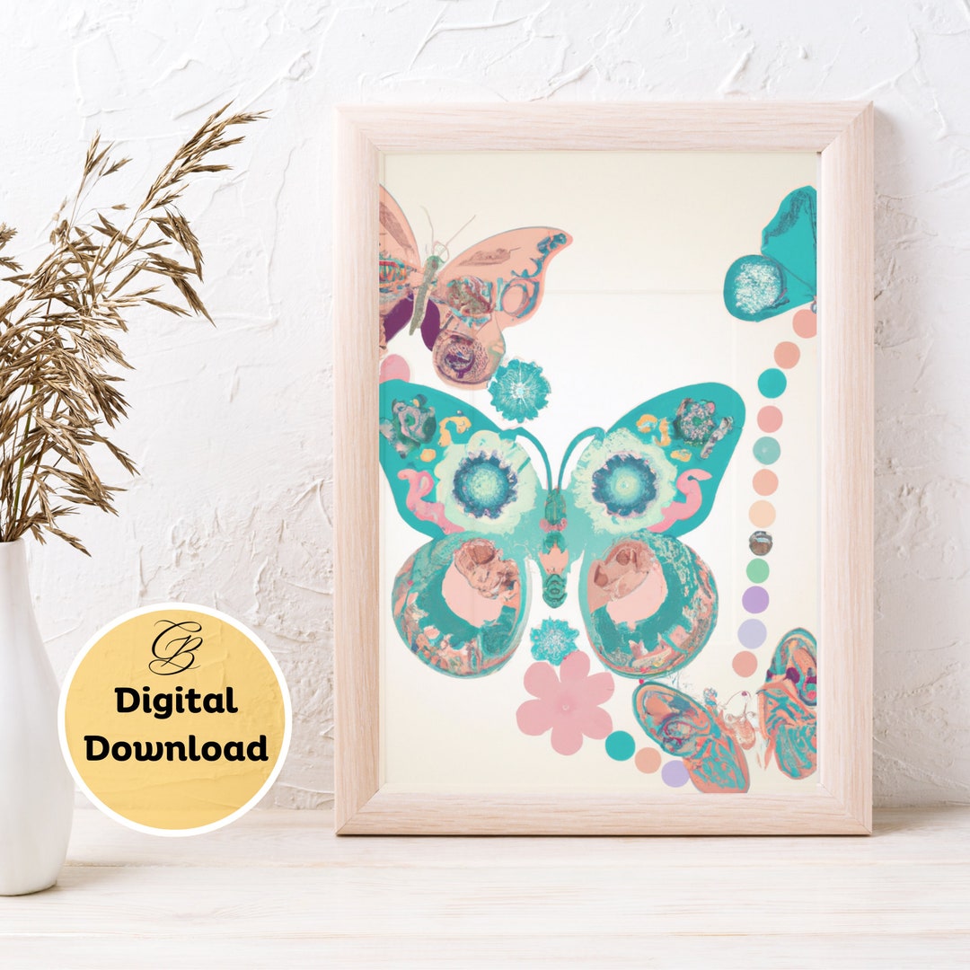 Boho Butterfly Wall Art Simple Wall Art Decorations Digital Downloads ...
