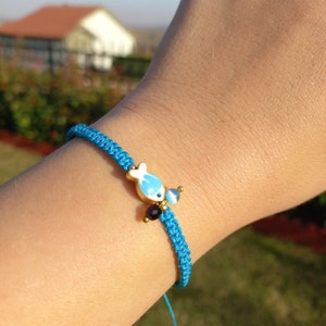 Gold Plated Little Blue Fish Charm Bracelet