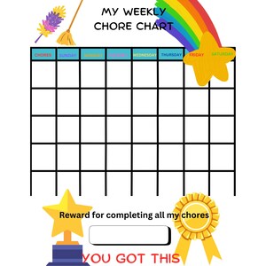 Kids weekly chore chart
