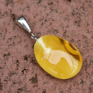 Butterscotch Baltic Amber Pendant Butterscotch Oval 925 Silver Unisex