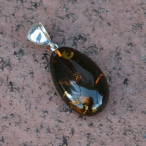 Green Baltic Amber Pendant Drop 925 Silver Unisex