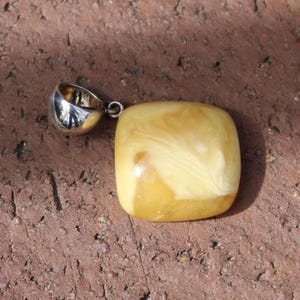 Baltic Amber Pendant Butterscotch Cushion 925 Silver Unisex
