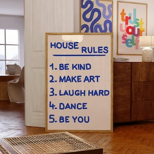 House Rules Wall Art, Minimalist Wall Print,Modern Art Print, Trendy Wall Art, House Rules Retro Wall Art, Aesthetic Wall Art, Digital Print