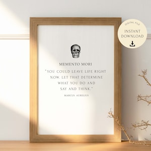 Memento Mori Quote Poster, Stoicism Print, Philosophy Gift, Stoic Art, Marcus Aurelius Quote, Motivational, Stoic Printable Wall Art