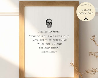 Memento Mori Quote Poster, Stoicism Print, Philosophy Gift, Stoic Art, Marcus Aurelius Quote, Motivational, Stoic Printable Wall Art
