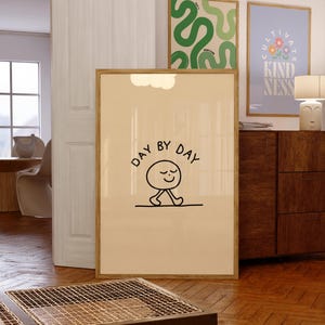Día a día - Descarga digital - Impresión de pared - Arte de pared minimalista y positivo retro, póster inspirador para imprimir, póster de buenas vibraciones