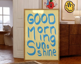 Lámina "Buenos días, sol", arte mural retro moderno (descarga digital)