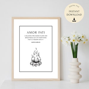 Marcus Aurelius Quote Poster, Stoicism Print, Philosophy Gift, Stoic Art, Amor Fati, Motivational, Stoic Printable Wall Art