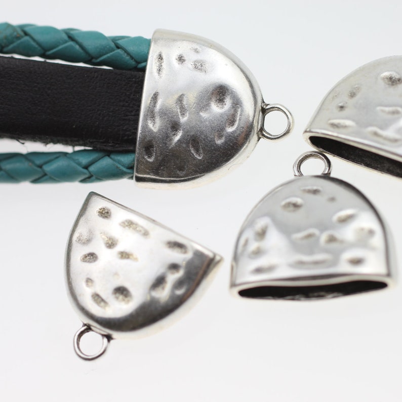 5 Flat Leather, End Caps, Cord End Caps, Bracelet, Necklaces End