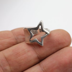 Star Ring, Silver Star Ring, Statement star ring, adjustable Ring, Sterling Silver Plated, chunky Ring, Open Ring, Gift for her R230as image 9