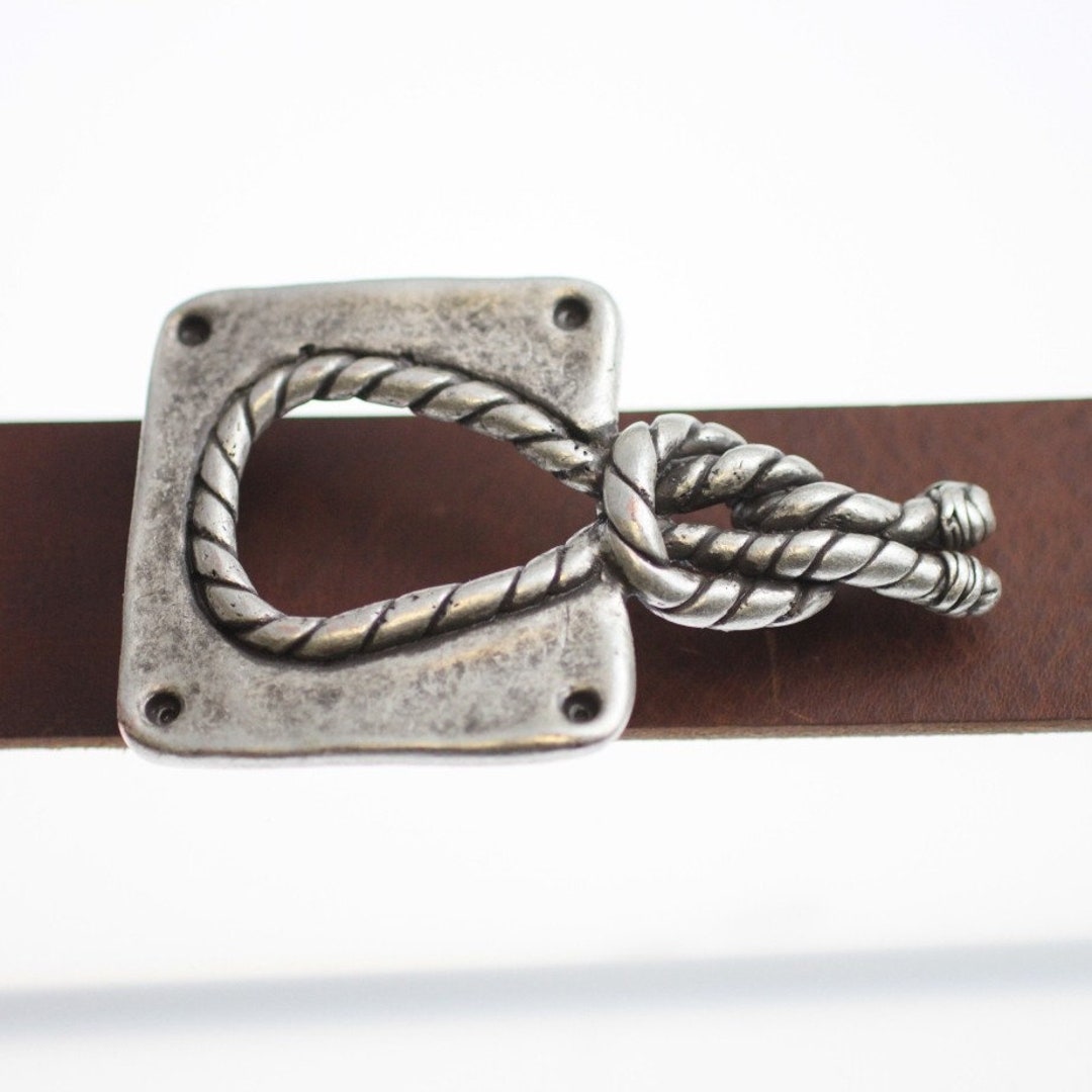 Rope Knot Belt Buckle, Silver Belt Buckle, Boho Belt Buckle, Square