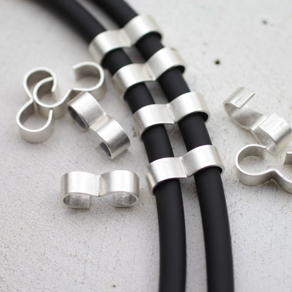 10 Double Barrel Beads Metal Crimp Fold Over Crimp Cord Crimp