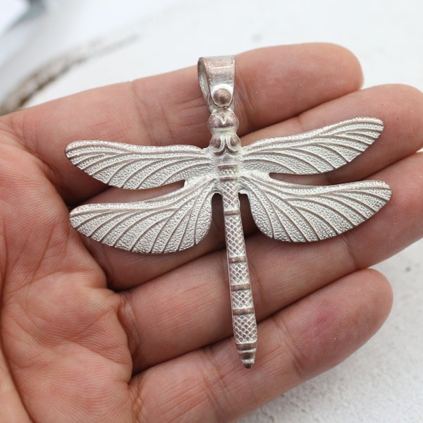 Rose Perlmutt dragonfly pendant, Big dragonfly charm, Dragonfly women jewelry, Zamak pendant, Metal dragonfly pendant, P51rp