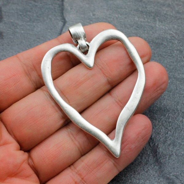 Bohemian heart pendant, Big heart charm pendant, Women necklace pendant, Zamak pendant findings, Wholesale pandent, Love pendant gift P34