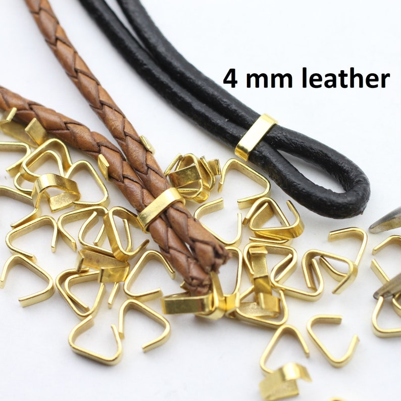 50 Metal Gold Crimp, Fold Over Crimp, Cord Crimp, Crimp Fastener, Crimp