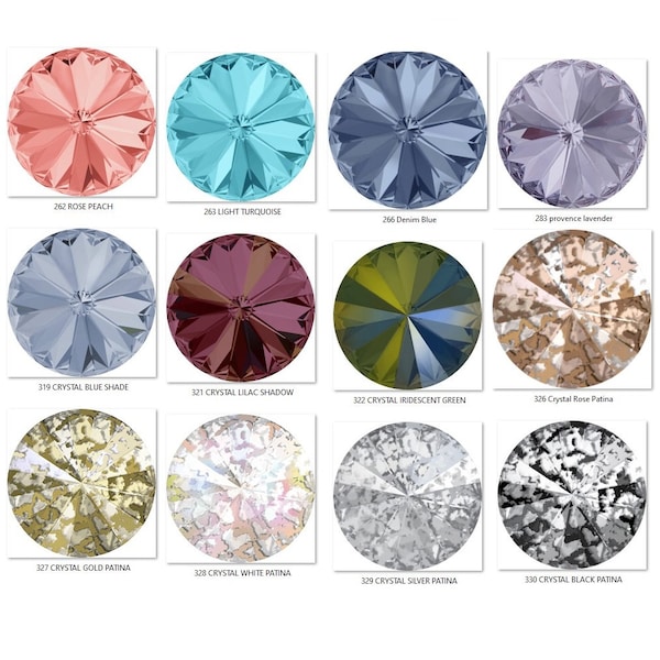 12 mm Swarovski Crystal 1122 Rivoli Round Stones Crystals - Various colors - For jewelry and accessories: gluing & setting