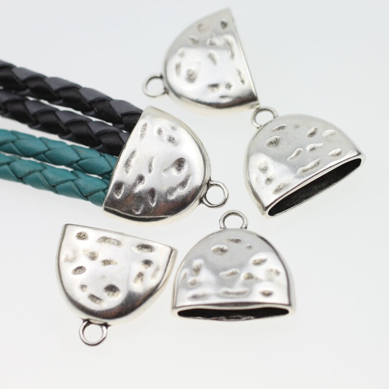 5 Flat Leather, End Caps, Cord End Caps, Bracelet, Necklaces End