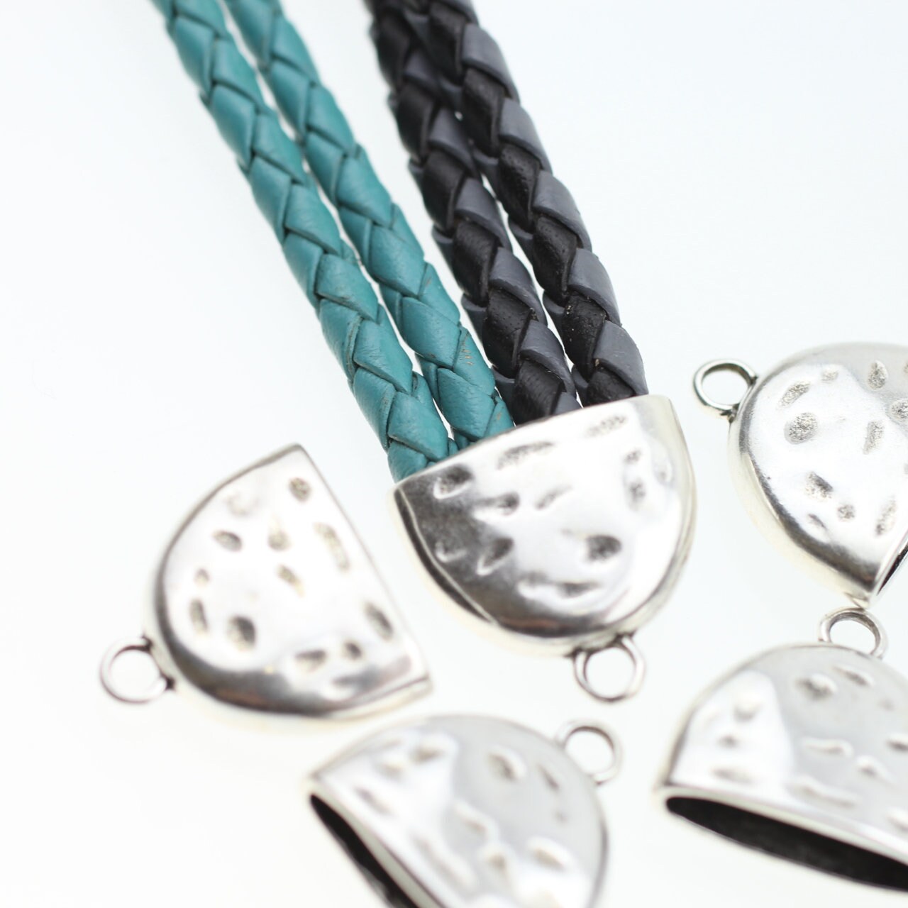 5 Flat Leather, End Caps, Cord End Caps, Bracelet, Necklaces End