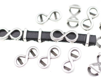 20 Infinity Slider Perlen, Infinity Perle, Silber Perlen, Spacer Perlen, Armband machen Perlen für Leder, Armband Schmuck Herstellung ZM495as